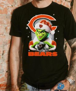 Grinch Hat Santa Chicago Bears Helmet Logo Merry Christmas Shirt