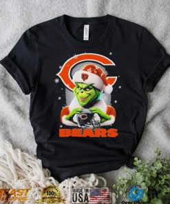 Grinch Hat Santa Chicago Bears Helmet Logo Merry Christmas Shirt