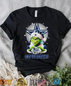 Grinch Hat Santa Dallas Cowboys Helmet Logo Merry Christmas Shirt