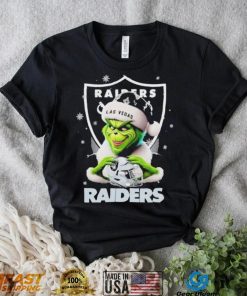 Grinch Hat Santa Las Vegas Raiders Helmet Logo Merry Christmas Shirt