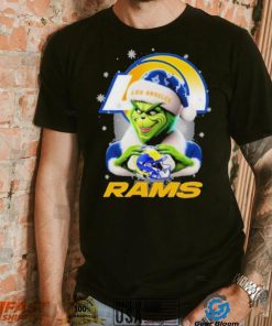 Grinch Hat Santa Los Angeles Rams Helmet Logo Merry Christmas Shirt