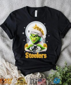 Grinch Hat Santa Pittsburgh Steelers Helmet Logo Merry Christmas Shirt