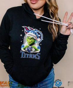 Grinch Hat Santa Tennessee Titans Helmet Logo Merry Christmas Shirt