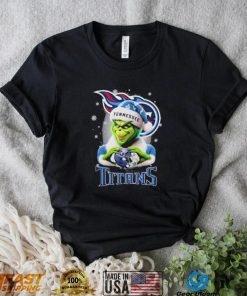 Grinch Hat Santa Tennessee Titans Helmet Logo Merry Christmas Shirt