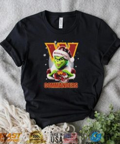 Grinch Hat Santa Washington Commanders Helmet Logo Merry Christmas Shirt