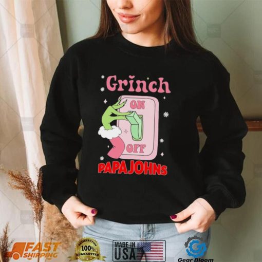 Grinch On Of Papa Johns Logo Merry Christmas Shirt