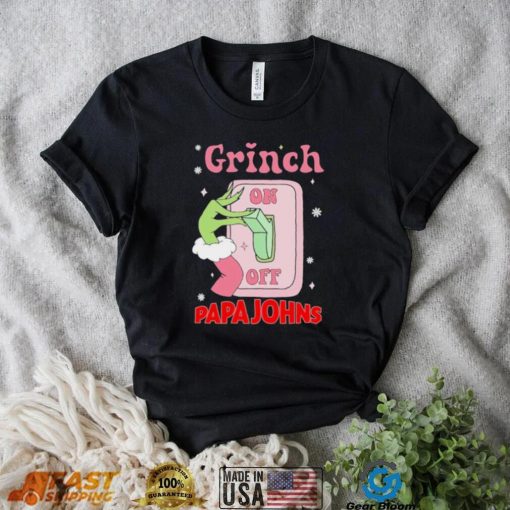 Grinch On Of Papa Johns Logo Merry Christmas Shirt