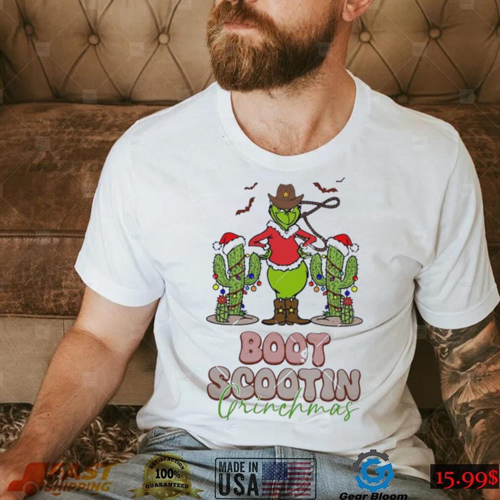 Nice Cowboy grinch boot scootin western Christmas Shirt