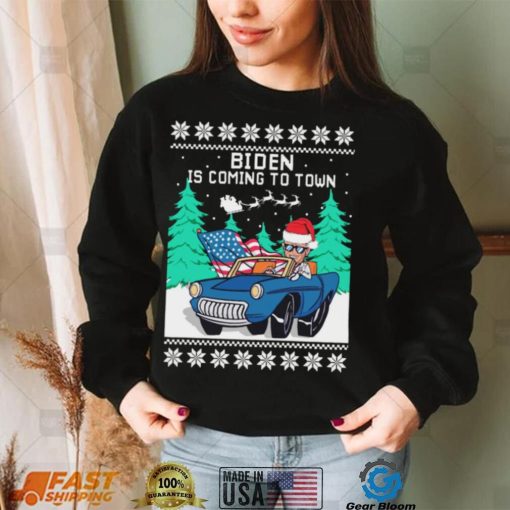 Official Merry Christmas Joe Biden Is Coming To Town Ugly sweater Christmas shirt