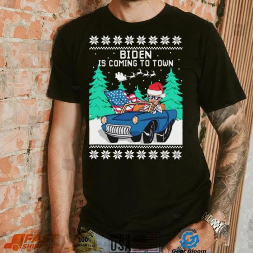 Official Merry Christmas Joe Biden Is Coming To Town Ugly sweater Christmas shirt