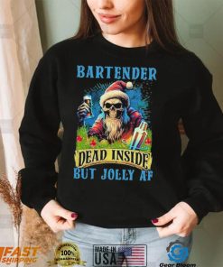 Official skeleton santa bartender dead inside but jolly af shirt