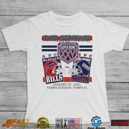 Silver anniversary Super Bowl XXV Buffalo Bills vs New York Giants shirt