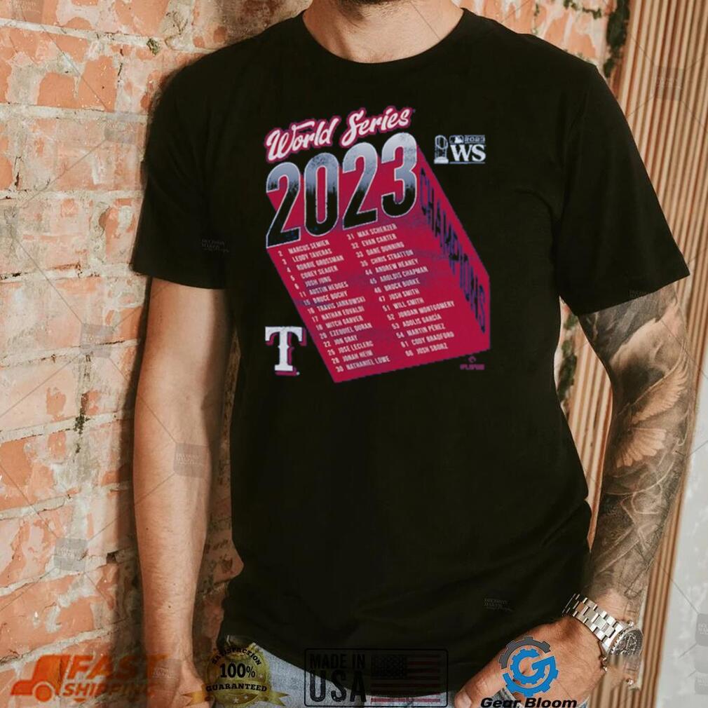 Texas Rangers Majestic Threads 2023 World Series Champions Life Of The Party Roster T Shirts