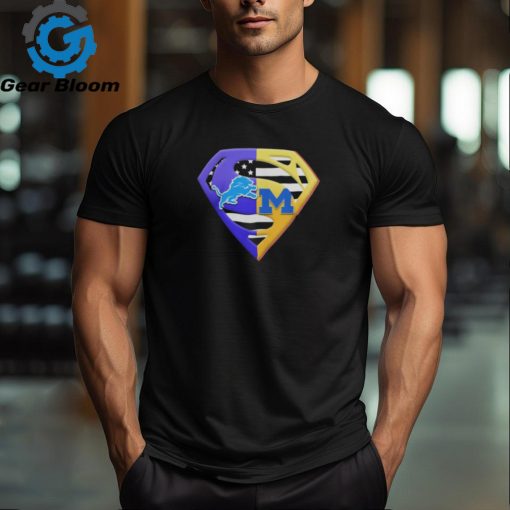 2024 Superman Logo Detroit Lions and Michigan Wolverines Shirt