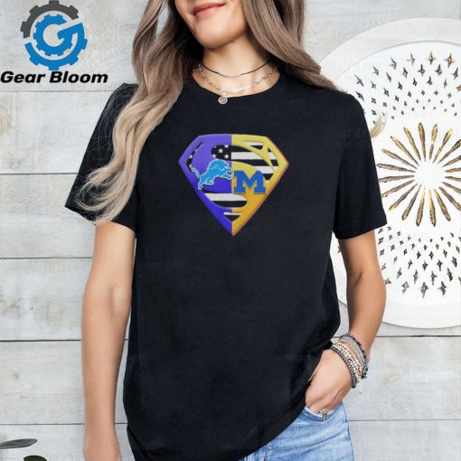 2024 Superman Logo Detroit Lions and Michigan Wolverines Shirt