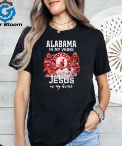 Alabama Crimson Tide in my veins Jesus in my heart player signatures logo 2024 shirt