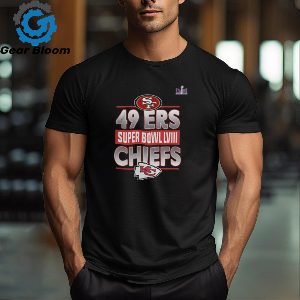 Black Kansas City Chiefs vs San Francisco 49ers Super Bowl LVIII Matchup Logo 2024 Tee