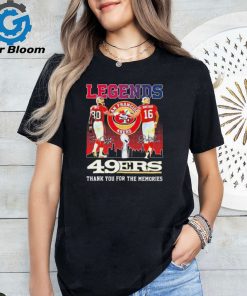 Legends Jerry Rice Joe Montana San Francisco 49ers Thank You For The Memories signatures t shirt