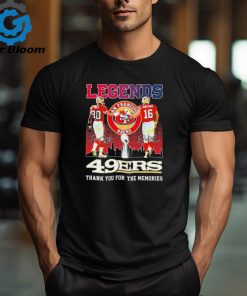 Legends Jerry Rice Joe Montana San Francisco 49ers Thank You For The Memories signatures t shirt