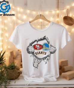 San Francisco 49ers Golden State Warriors and Giants Heartbeat Gift Tee T Shirt