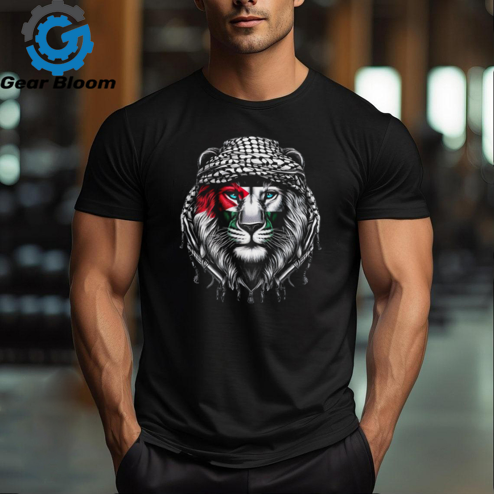 Time of Palestine Lion Keffiyeh T Shirt - Gearbloom