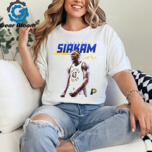 Welcome pascal siakam to Indiana pacers no 43 in the blue and gold shirt