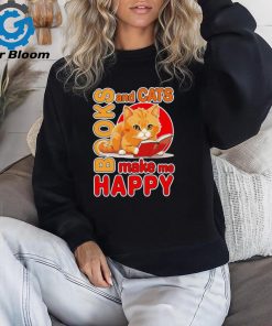 Books and cats make me happy funny shirt