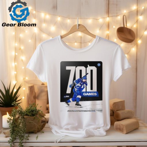 Congrats Nikita Kucherov 700 Game All In Bolts Blue Shirt