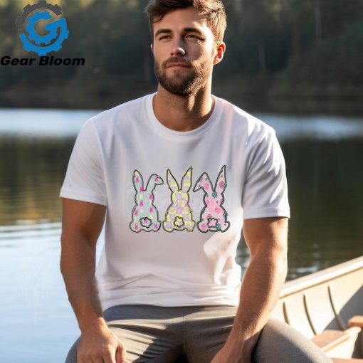 Cute Floral Bunny Easter Happy Easter shirt