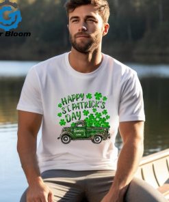 Happy St Patrick’s Day Shamrock Farm Truck Print Casual Shirt