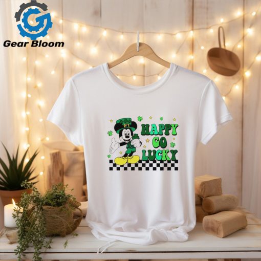 Happy go lucky Mickey Mouse St Patricks Day clover shirt