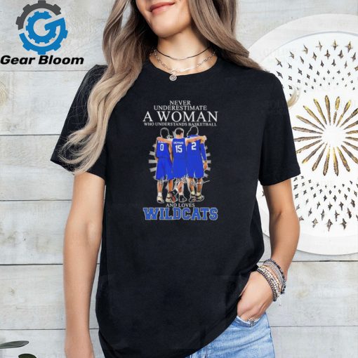 Never Underestimate A Woman Who Understands Basketball And Loves Wildcats 2024 Signatures Shirt