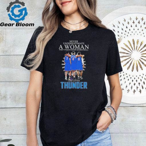 Never Underestimate a Woman who understands Basketball and loves Thunder 2024 Signatures Shirt