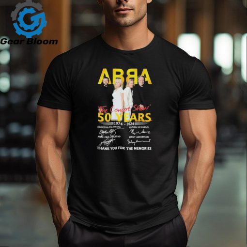 Official Abba the Concert Show 50 Years 1974 2024 thank you for the memories signatures shirt