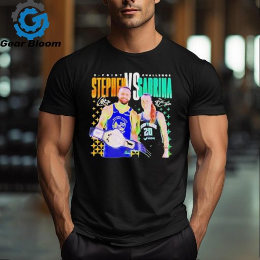 Original Steph Curry Vs Sabrina Ionescu 3 Point Challenge Signature Shirt