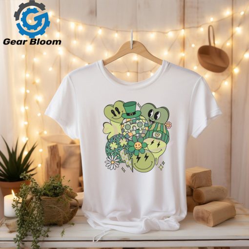 Retro Patricks Day Shamrock Smiley Face shirt