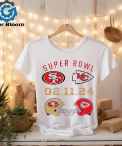 Super Bowl LVIII 2024 San Francisco 49ers vs. Kansas City Chiefs helmet matchup logo shirt