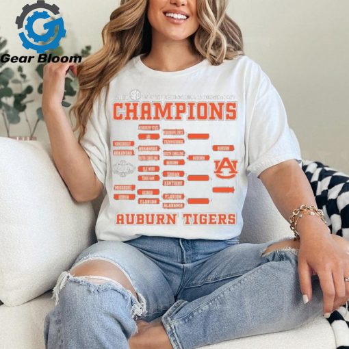 Auburn Tigers Original Retro Brand 2024 SEC Men’s Basketball Conference Tournament Champions Bracket T Shirt