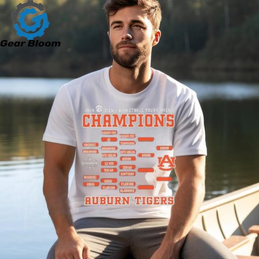 Auburn Tigers Original Retro Brand 2024 SEC Men’s Basketball Conference Tournament Champions Bracket T Shirt