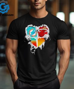 Blood Inside Heart Miami Dolphins and Miami Heat Logo shirt