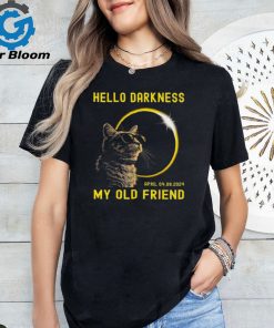 Cat hello darkness my old friend solar eclipse april 08 t shirt