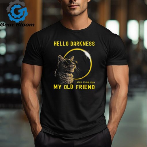 Cat hello darkness my old friend solar eclipse april 08 t shirt