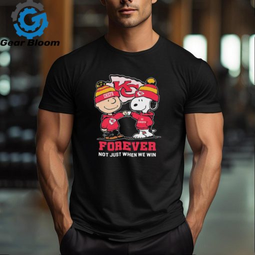 Charlie Brown Fist Bump Snoopy Kansas City Chiefs Forever Not Just When We Win Shirt