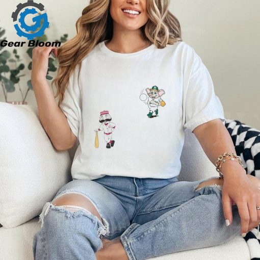 Cincinnati Reds VS Oakland Athletics MLB 2024 mascot cartoon baseball shirt