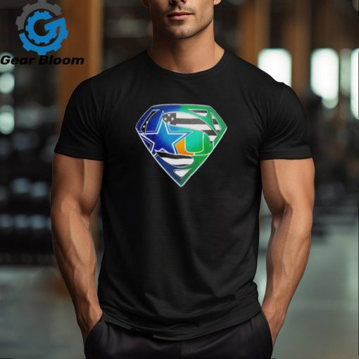 Dallas Cowboys and Miami Hurricanes Superman Sports Logo shirt