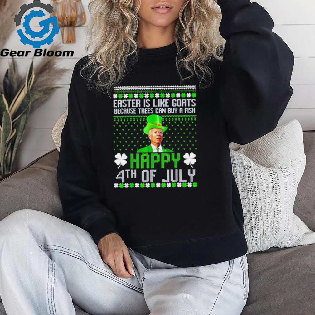 Easter is like goats because trees can buy a fish happy St. Patrick’s day Joe Biden Leprechaun hat shirt Easter is like goats because trees can buy a fish happy St. Patrick’s day Joe Biden Leprechaun hat shirt