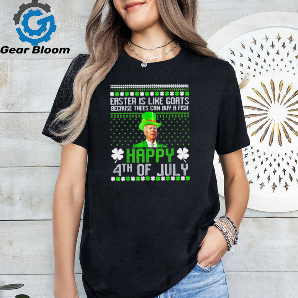 Easter is like goats because trees can buy a fish happy St. Patrick’s day Joe Biden Leprechaun hat shirt Easter is like goats because trees can buy a fish happy St. Patrick’s day Joe Biden Leprechaun hat shirt