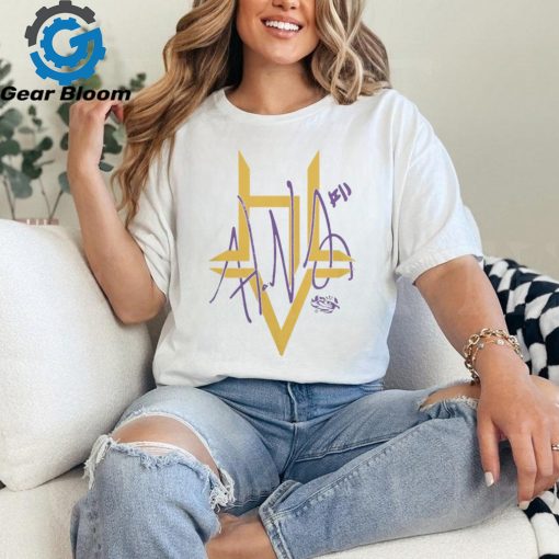 Lsu Wbb 2024 Hailey Van Lith  Woven Logo White Tee shirt