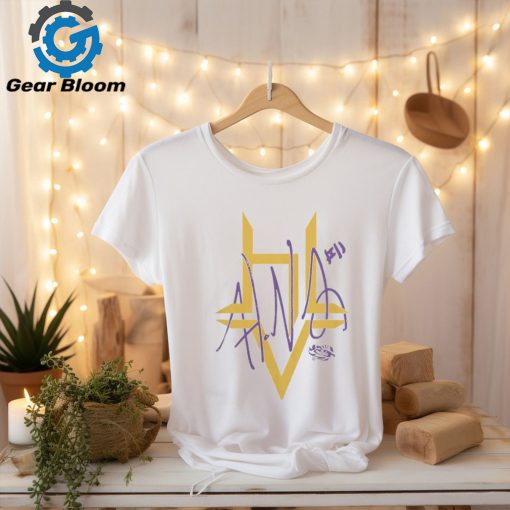 Lsu Wbb 2024 Hailey Van Lith  Woven Logo White Tee shirt