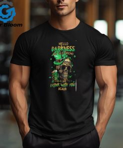 Men’s St. Patricks Day St. Patricks Day Hello Darkness My Old Friend Beer Skull Print T Shirt